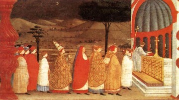 パオロ・ウッチェロ Painting - 冒涜されたホストの奇跡 シーン 3 ルネサンス初期 パオロ・ウッチェロ